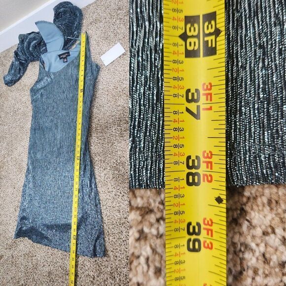 R&M Richards 2 Piece Set Jacket and Dress Metallic Blue Size 4P NWT - Picture 12 of 16